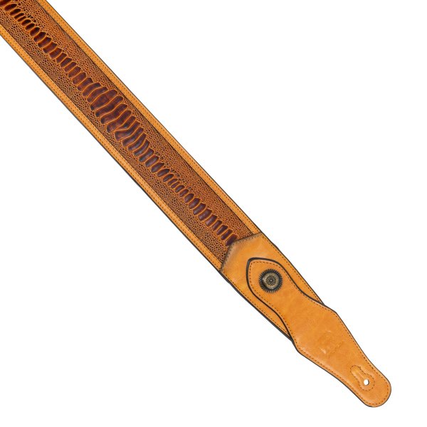 Profile Western Strap With Brass Buckle - Tan Crocodile Pattern