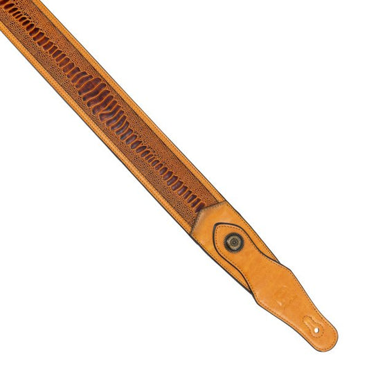 Profile Western Strap With Brass Buckle - Tan Crocodile Pattern