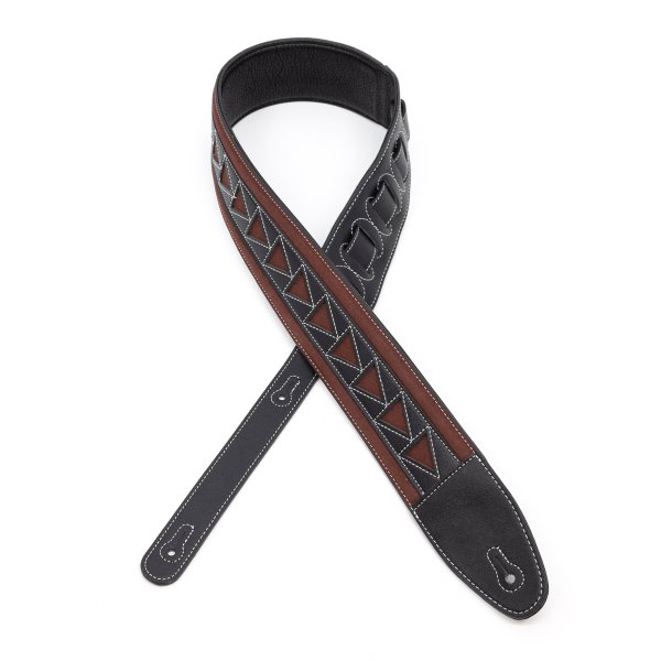 Profile 2.5" Leather Strap - Burgundy Suede & Black Leather Arrow Pattern
