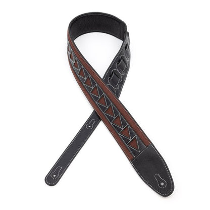 Profile 2.5" Leather Strap - Burgundy Suede & Black Leather Arrow Pattern
