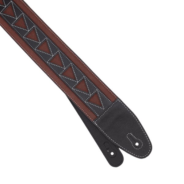 Profile 2.5" Leather Strap - Burgundy Suede & Black Leather Arrow Pattern