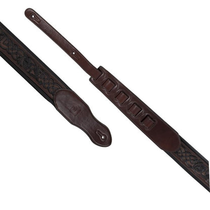 Profile 2.5" Leather Padded Strap - Gloss Brown Celtic Knot Pattern