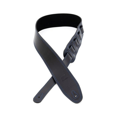 Profile 2.5" Leather Strap - Black With Blue Double Stitching