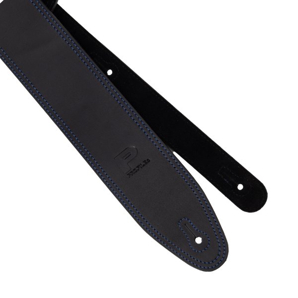Profile 2.5" Leather Strap - Black With Blue Double Stitching