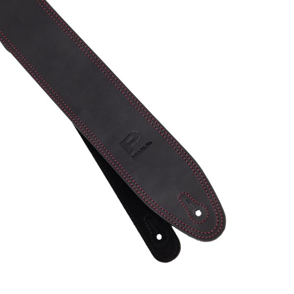 Profile 2.5" Leather Strap - Black With Red Double Stitching
