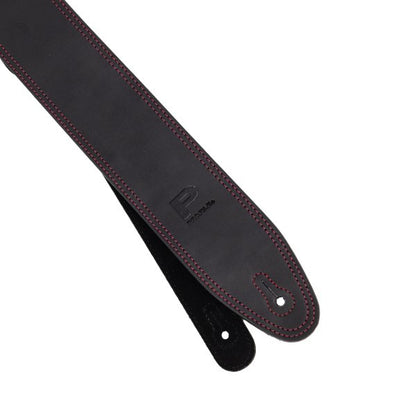 Profile 2.5" Leather Strap - Black With Red Double Stitching
