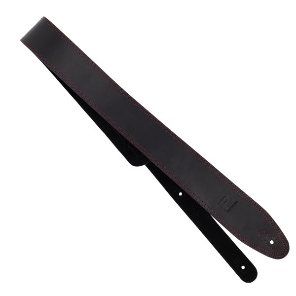 Profile 2.5" Leather Strap - Black With Red Double Stitching
