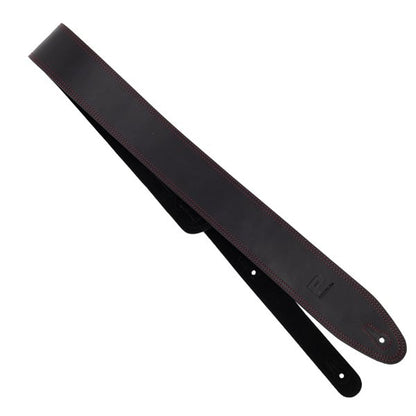 Profile 2.5" Leather Strap - Black With Red Double Stitching