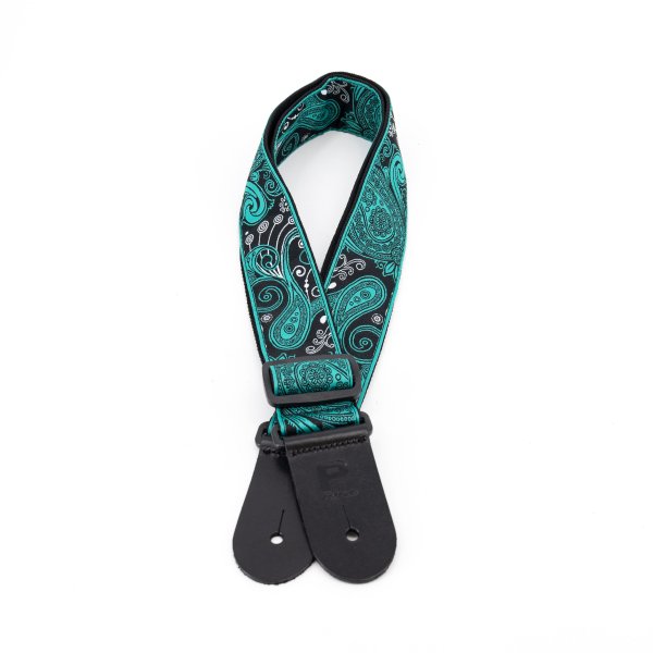 Profile 2.5" Jacquard Weave Strap - Teal & Black Paisley Pattern