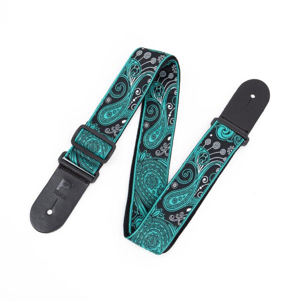 Profile 2.5" Jacquard Weave Strap - Teal & Black Paisley Pattern