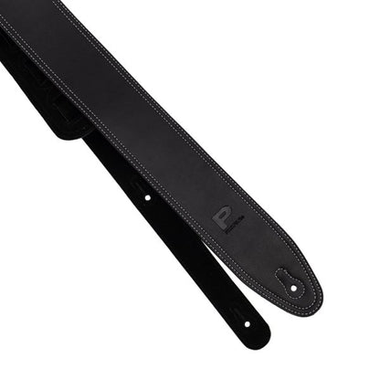 Profile 2.5" Leather Strap - Black With White Double Stitching