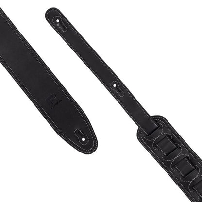 Profile 2.5" Leather Strap - Black With White Double Stitching