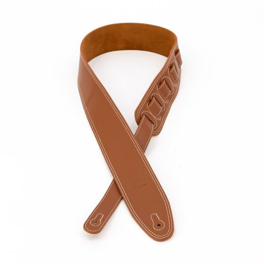 Profile 2.5" Leather Strap - Cognac With White Double Stitching