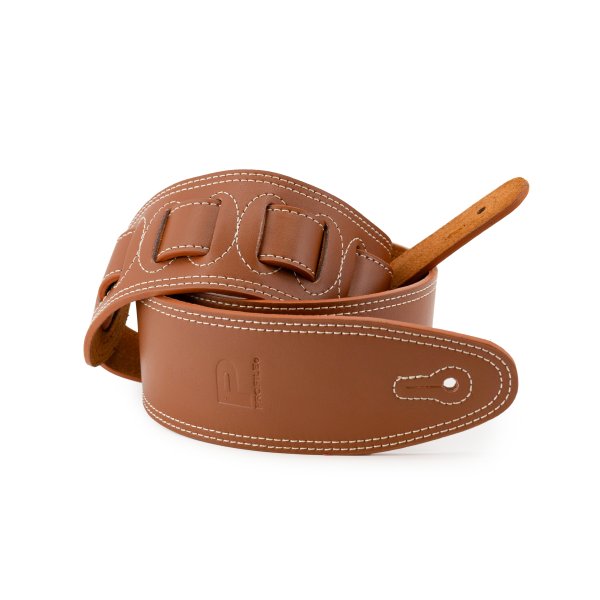 Profile 2.5" Leather Strap - Cognac With White Double Stitching