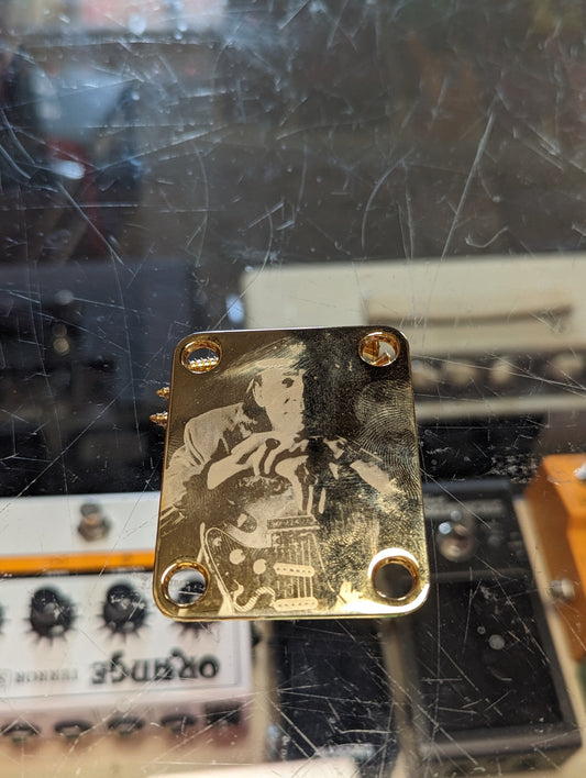 Custom Stevie Ray Vaughan Laser Etched Neck Plate - Gold (Used)