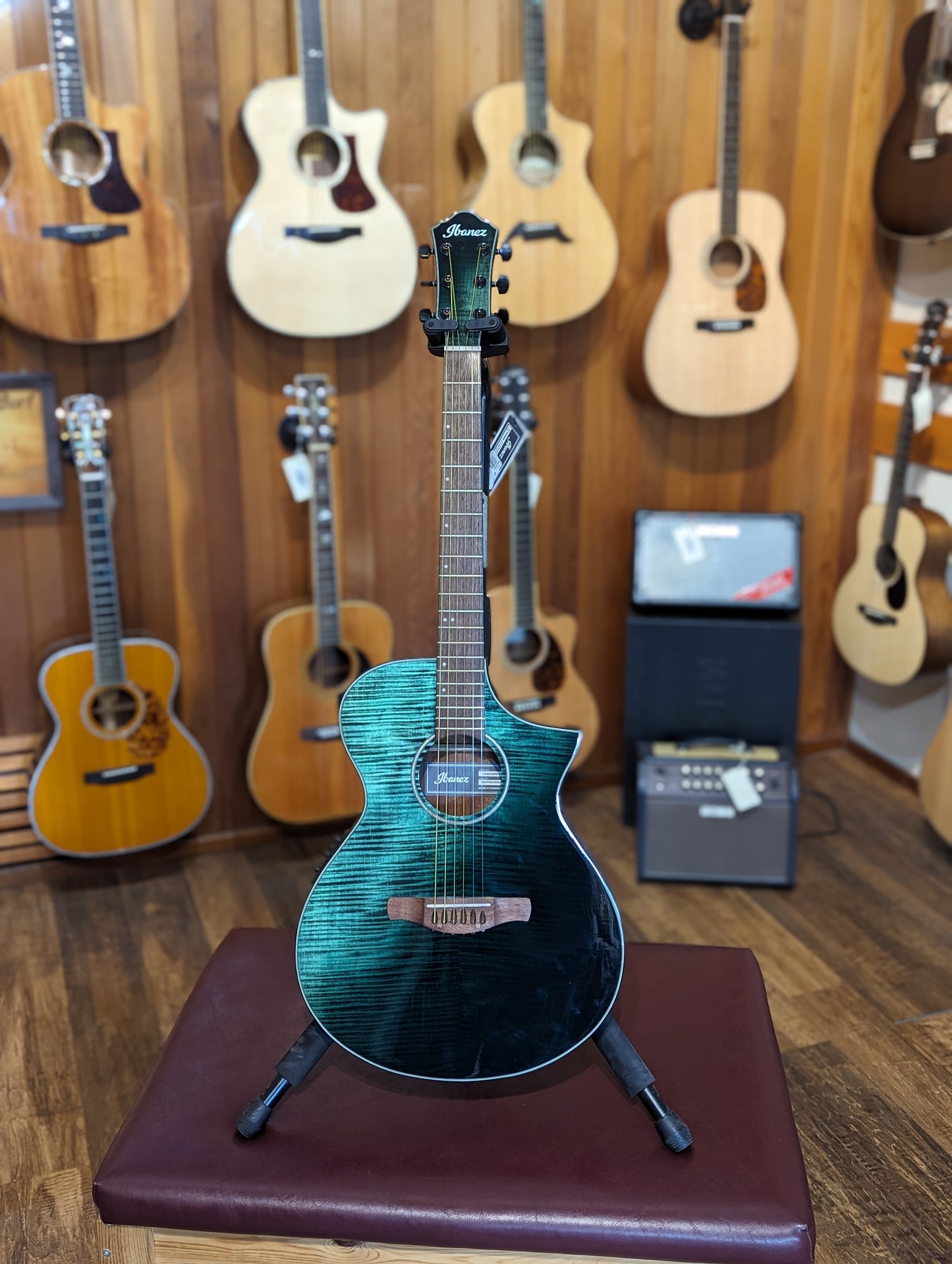 Ibanez AEWC32FM Acoustic/Electric Guitar - Dark Green Sunburst Fade High Gloss (B-Stock)