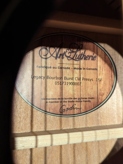 Art & Lutherie Legacy Bourbon Burst CW Presys II SF