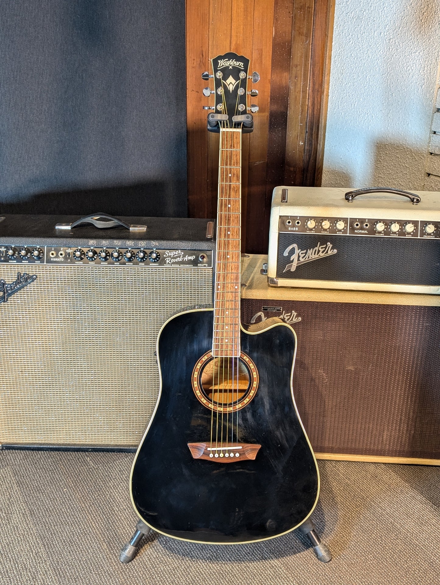 Washburn WD10CEB Acoustic/Electric Guitar - Black (Used)