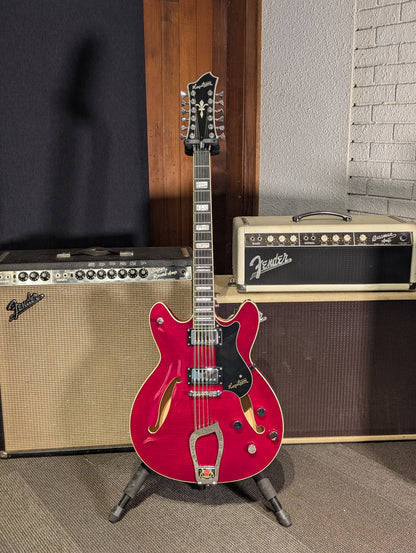 Hagstrom Viking Deluxe 12-String Semi-Hollow Electric Guitar w/Case - Wild Cherry Transparent (Used)