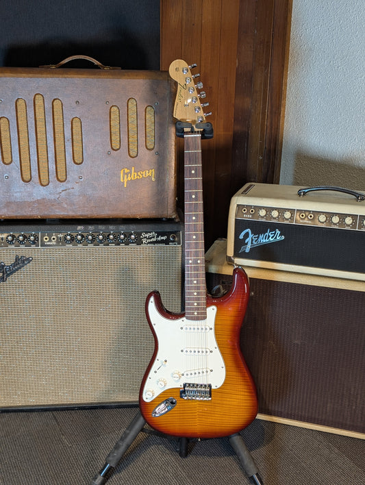 Fender Standard Stratocaster Plus Top Left Handed Electric Guitar w/Case - Tobacco Sunburst (2013)