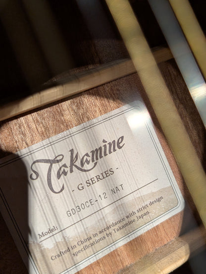 Takamine GD30CE 12 String Acoustic/Electric Guitar w/Gig Bag - Natural (Used)