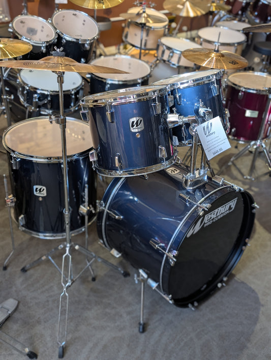 Westbury 5-Piece Drum Set w/Hardware & Cymbals - Dark Blue Wrap (Used)