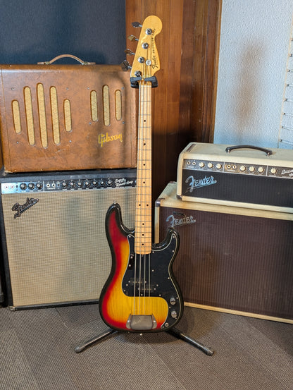 Fender Precision 4 String Electric Bass Guitar w/Case - Sunburst (1977)
