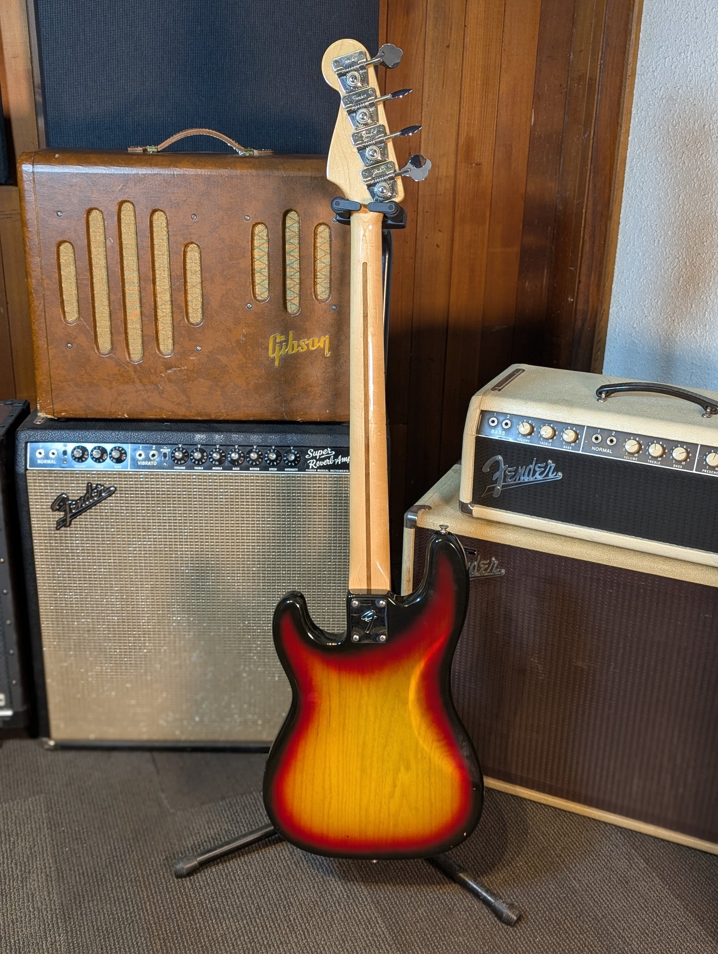 Fender Precision 4 String Electric Bass Guitar w/Case - Sunburst (1977)