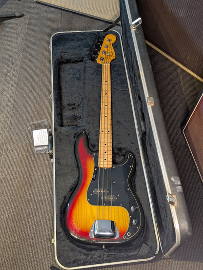 Fender Precision 4 String Electric Bass Guitar w/Case - Sunburst (1977)