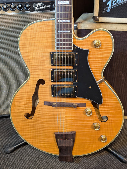 Peerless Wizard Custom Thinline Archtop Electric Guitar w/Case - Blonde Flamed Maple (Used)