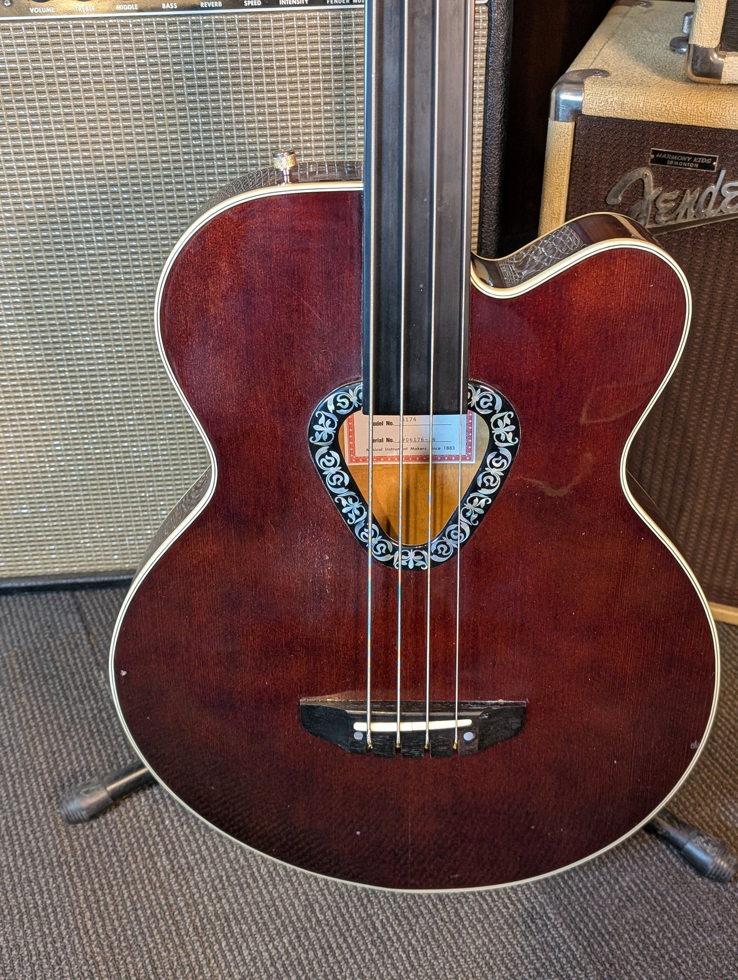 Gretsch 6176 Rancher 4-String Fretless Acoustic/Electric Bass w/Case - Walnut Stain (1990)