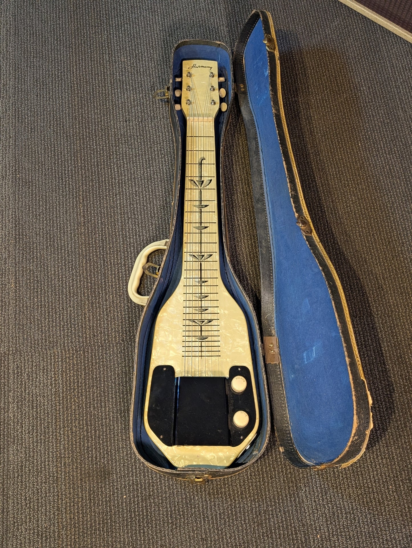 Harmony H2 Lapsteel Electric Guitar w/Case - White Pearlette (1954-1960)