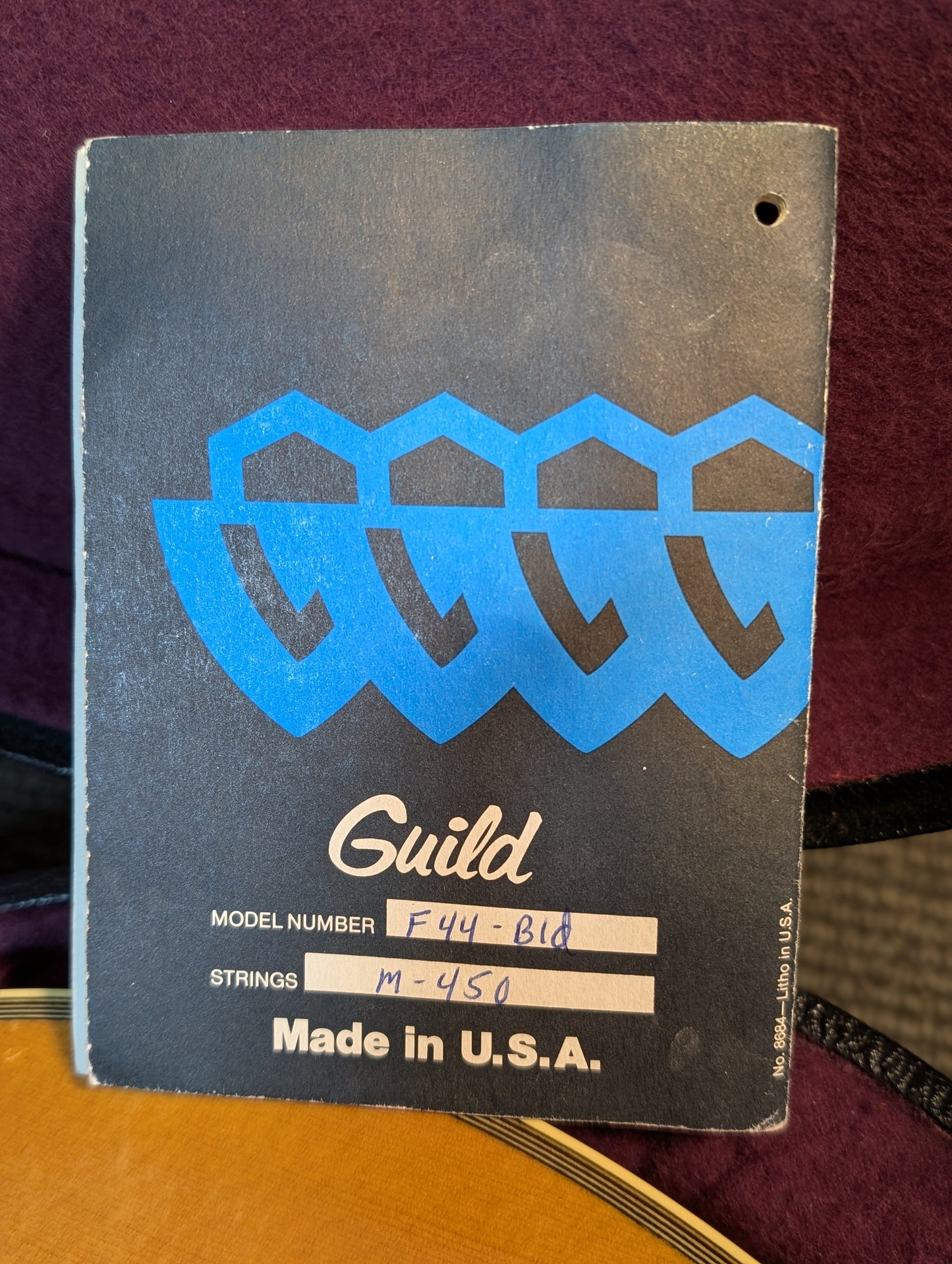 Guild F-44 Mini Jumbo Acoustic Guitar w/Case - Blonde (1983-1984)