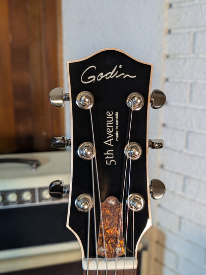 Godin 5th Avenue Kingpin P90 Hollow Body Electric Guitar SF - Cognac Burst (Serial #031986900348)