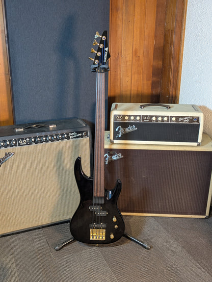 Samick CB630FL Fretless 4-String Passive Electric Bass w/Gig Bag - Black (1990's)