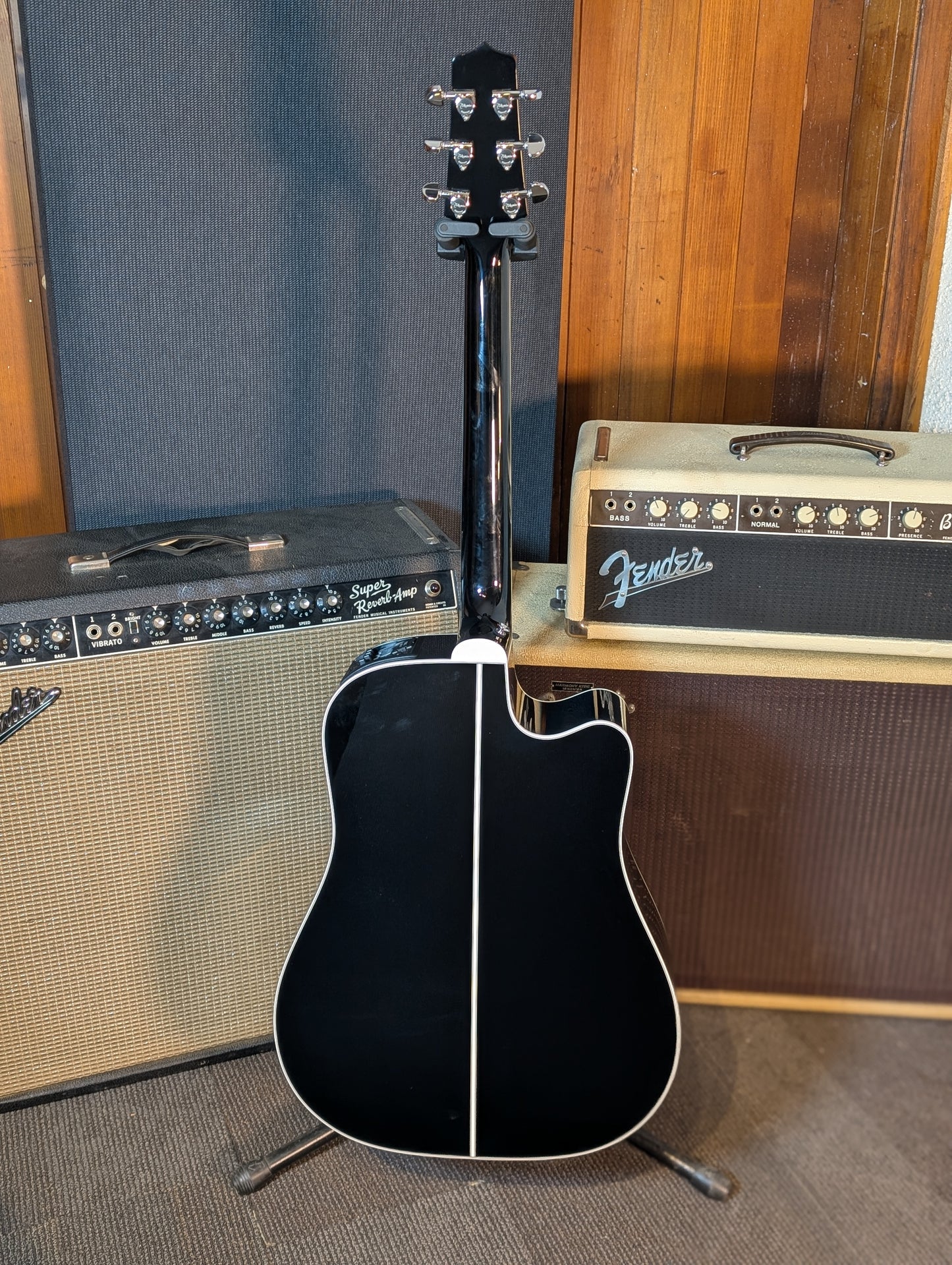 Takamine EF341SC Left Handed Acoustic/Electric Guitar w/Gig Bag - Gloss Black (Serial #61090071)