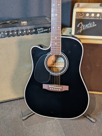 Takamine EF341SC Left Handed Acoustic/Electric Guitar w/Gig Bag - Gloss Black (Serial #61090071)