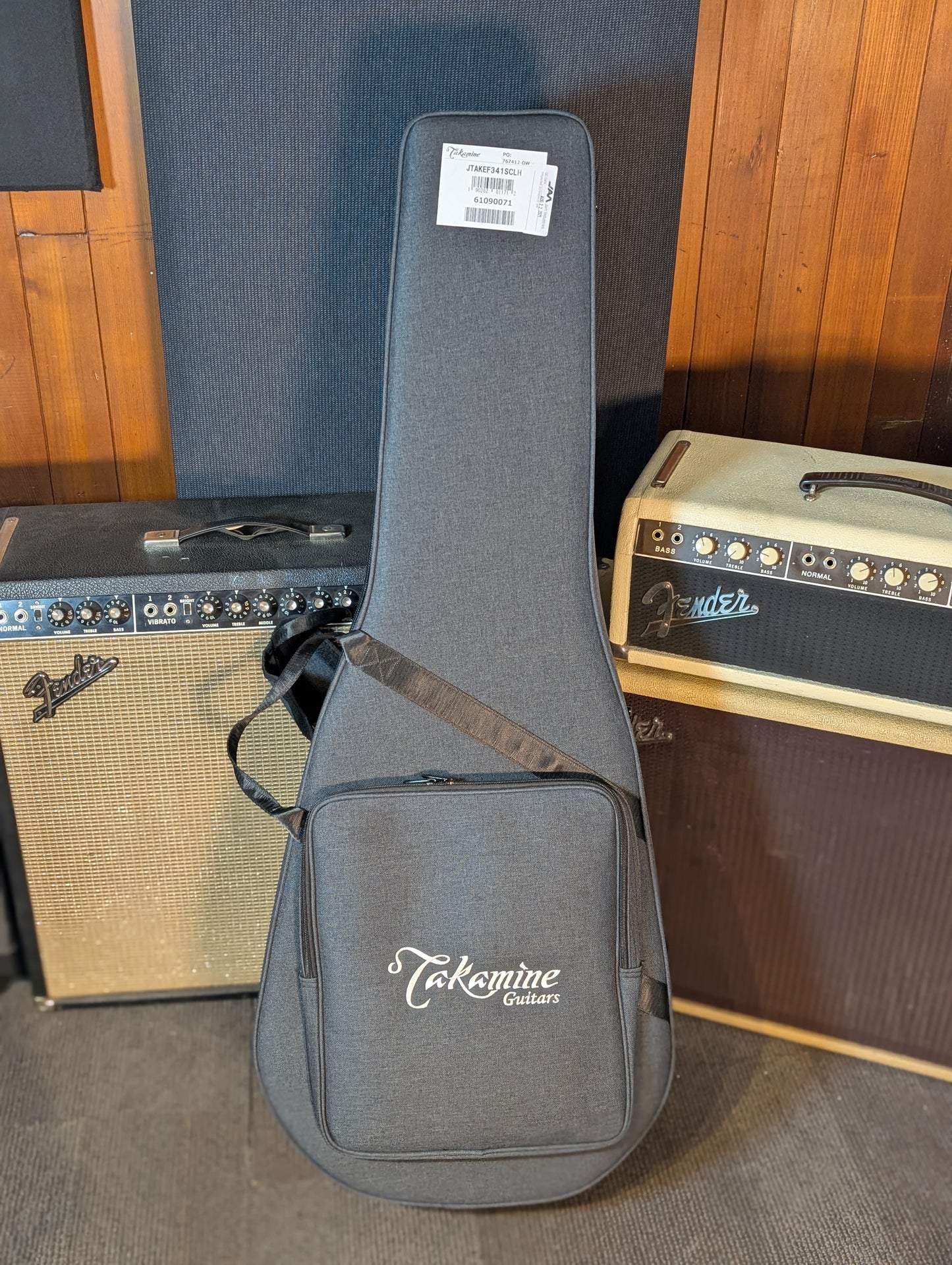 Takamine EF341SC Left Handed Acoustic/Electric Guitar w/Gig Bag - Gloss Black (Serial #61090071)