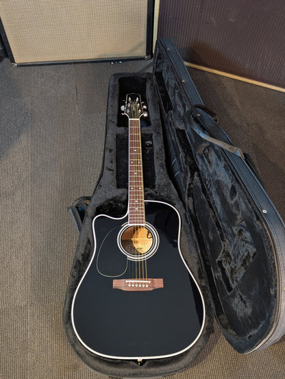 Takamine EF341SC Left Handed Acoustic/Electric Guitar w/Gig Bag - Gloss Black (Serial #61090071)