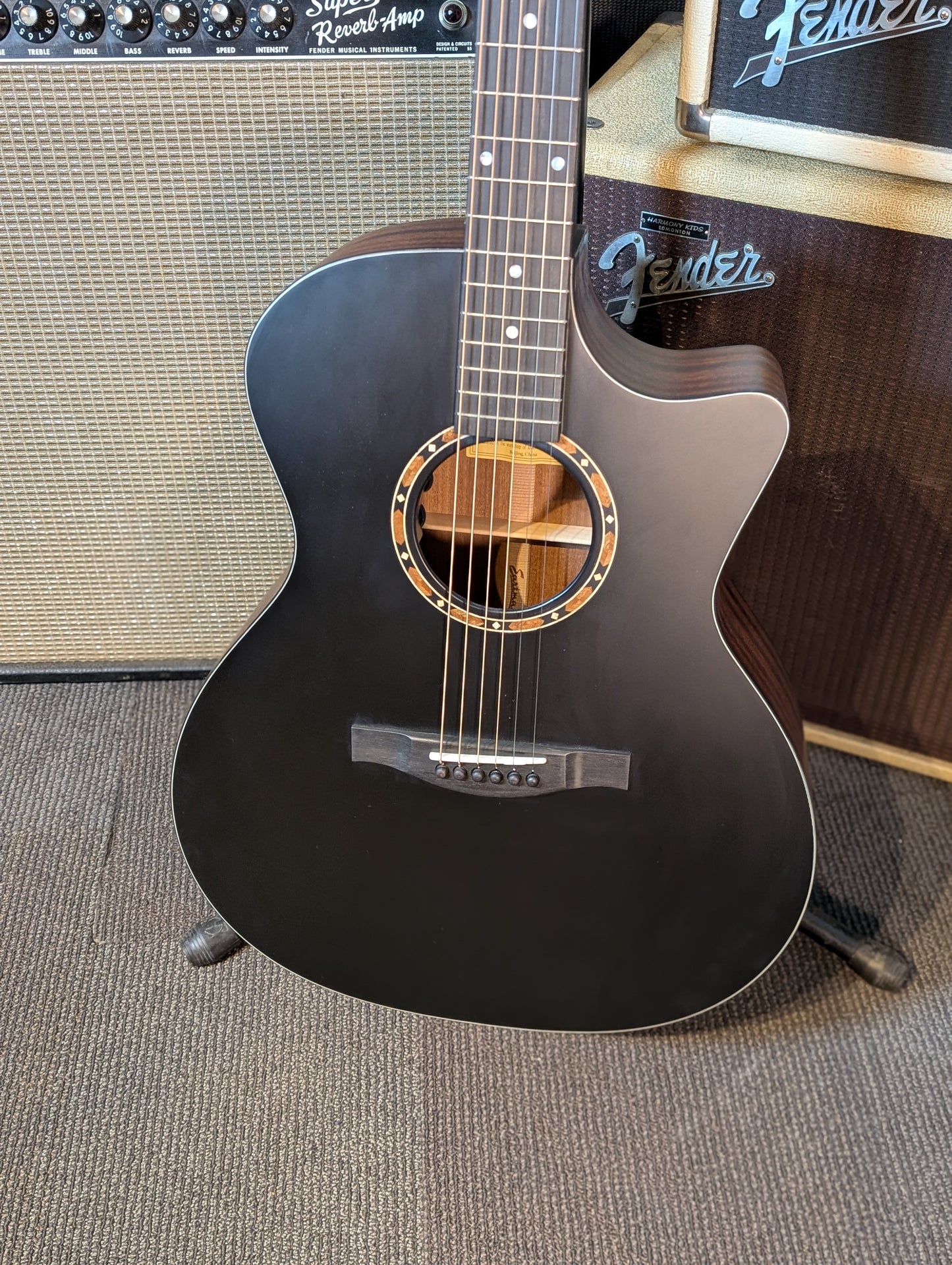 Eastman AC122-2CE Grand Auditorium Acoustic/Electrc Guitar w/Gig Bag - Black (B-Stock Serial #M2239584)