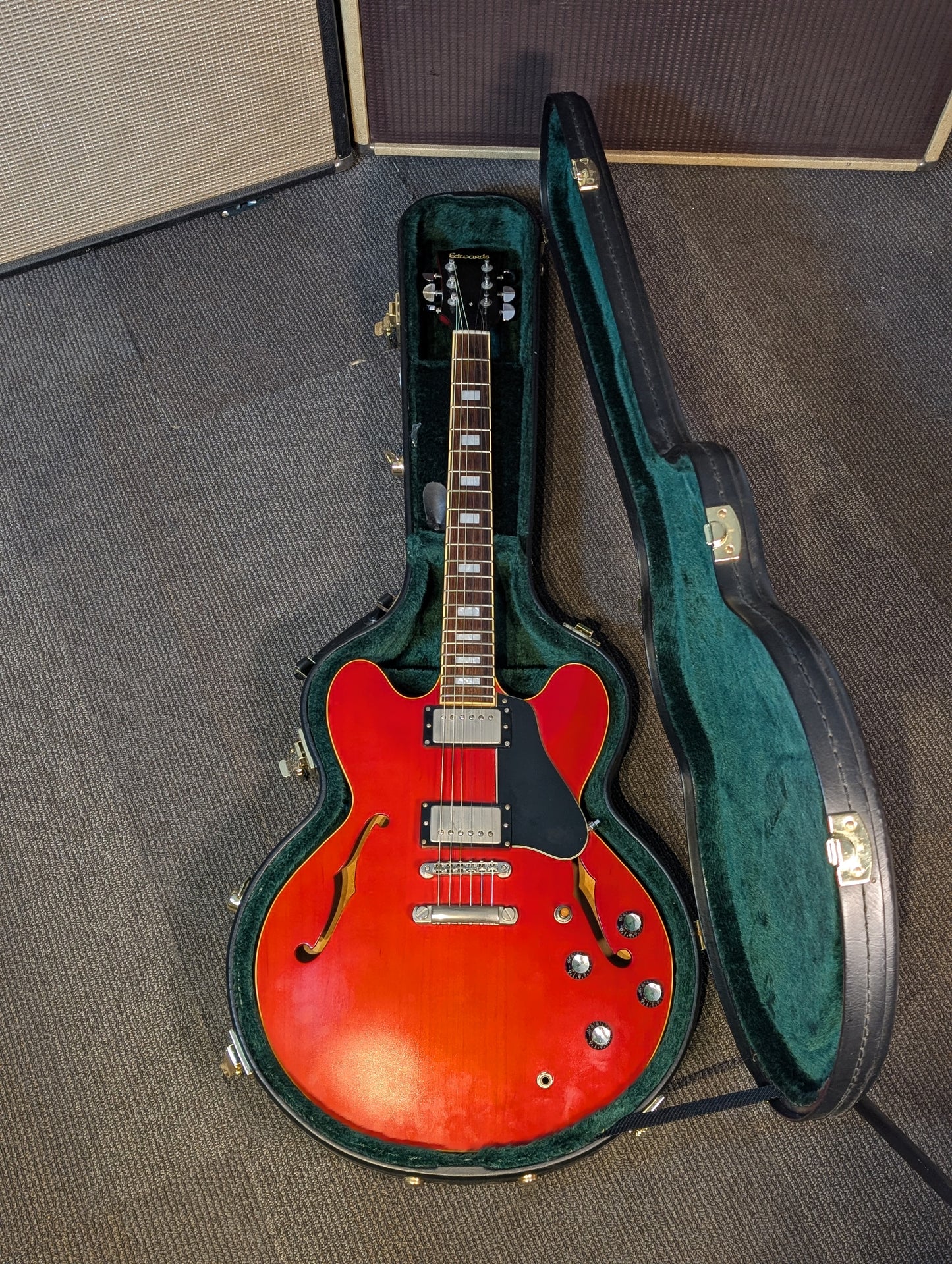 Edwards E-SA-125 Semi-Hollow Body Electric Guitar w/Case - Satin Cherry (Used)