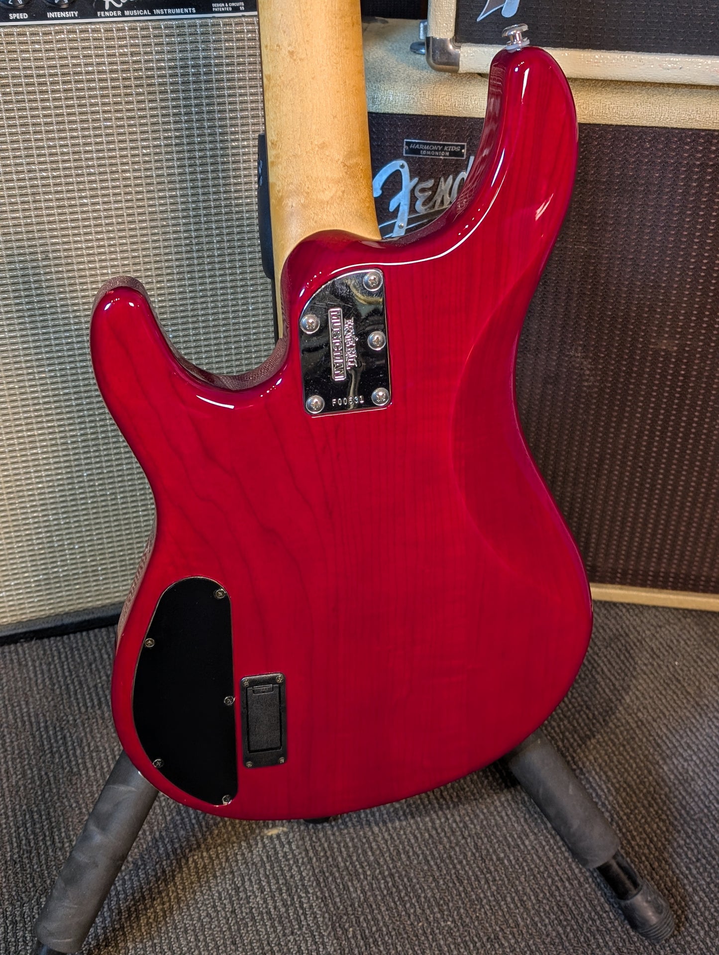 Ernie Ball Music Man Sterling 4-String Fretless Electric Bass Guitar w/Case - Translucent Red (1998)