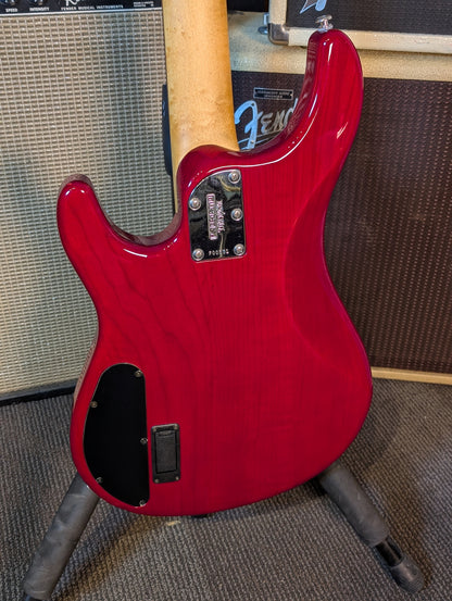 Ernie Ball Music Man Sterling 4-String Fretless Electric Bass Guitar w/Case - Translucent Red (1998)