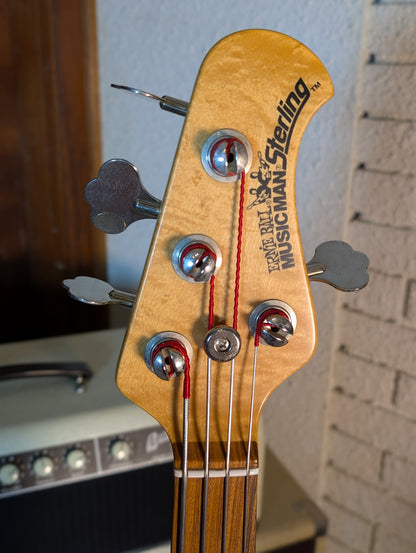 Ernie Ball Music Man Sterling 4-String Fretless Electric Bass Guitar w/Case - Translucent Red (1998)