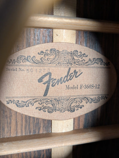 Fender F-360S-12 Dreadnought 12 String Acoustic Guitar - Natural (1980's)