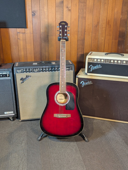 Aria AWN-15RS Dreadnought Acoustic Guitar w/Gig Bag - Red Shade (Used)