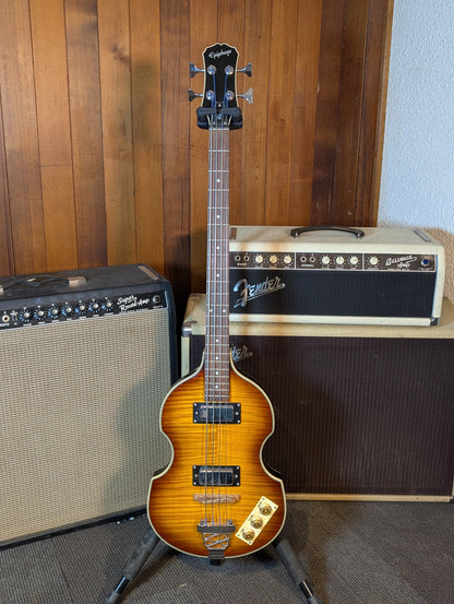 Epiphone Viola Short Scale 4-String Passive Bass Guitar w/Case - Vintage Sunburst (2003)