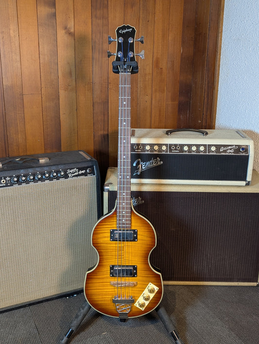 Epiphone Viola Short Scale 4-String Passive Bass Guitar w/Case - Vintage Sunburst (2003)