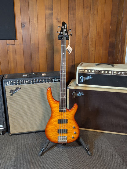 Austin Custom Eclipse 4-String Passive Electric Bass Guitar w/Case - Amber Burst (Early 2000's)