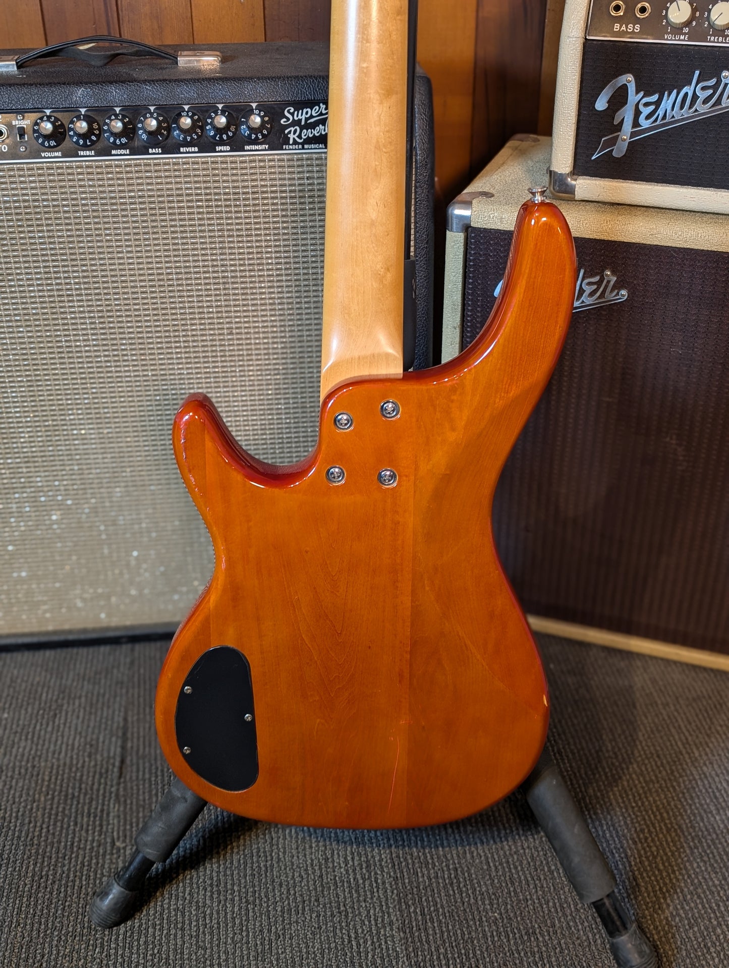 Austin Custom Eclipse 4-String Passive Electric Bass Guitar w/Case - Amber Burst (Early 2000's)